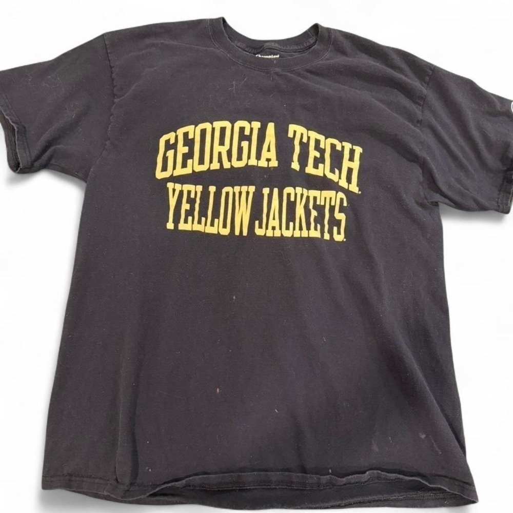 Champion Mens Georgia Tech Yellow Jackets T-Shirt Navy Large NCAA Collegiate